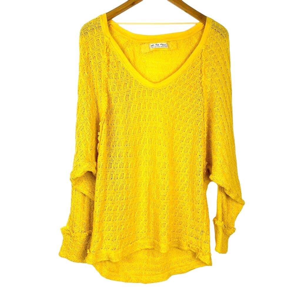We The Free | Yellow Knit Sweater Oversize Small Boom